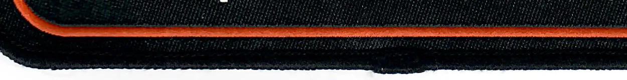 Close-up of a merrowed edge on a woven patch